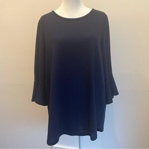APT 9 Navy Lightweight Lagenlook Knit Tunic Sweater with Bell Sleeves, Size XL